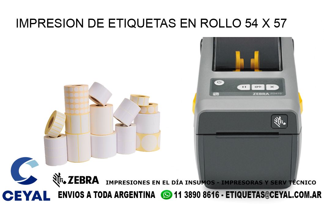 IMPRESION DE ETIQUETAS EN ROLLO 54 x 57