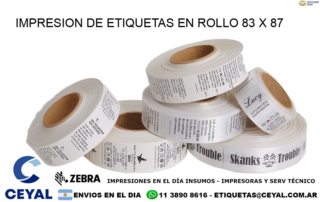 IMPRESION DE ETIQUETAS EN ROLLO 83 x 87