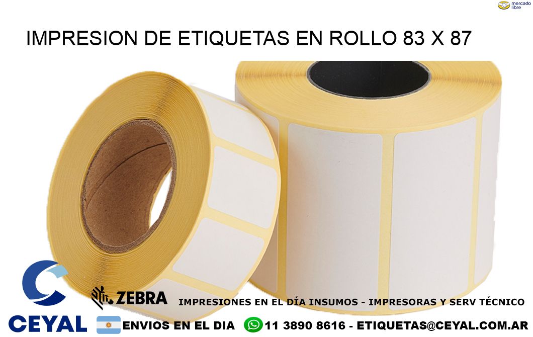 IMPRESION DE ETIQUETAS EN ROLLO 83 x 87