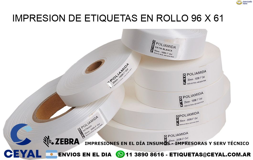 IMPRESION DE ETIQUETAS EN ROLLO 96 x 61