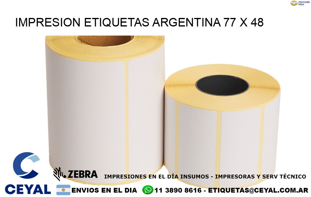 IMPRESION ETIQUETAS ARGENTINA 77 x 48