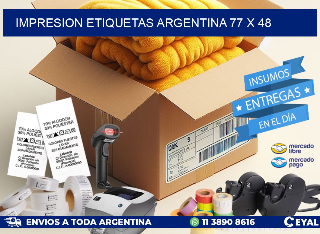 IMPRESION ETIQUETAS ARGENTINA 77 x 48