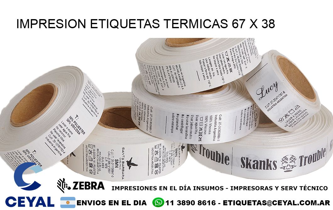 IMPRESION ETIQUETAS TERMICAS 67 x 38