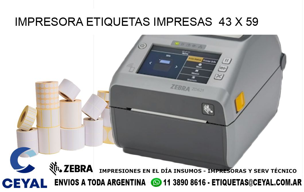 IMPRESORA ETIQUETAS IMPRESAS  43 x 59