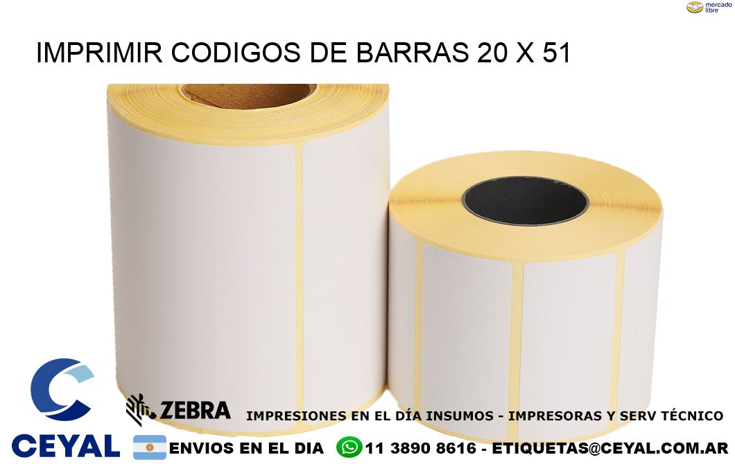 IMPRIMIR CODIGOS DE BARRAS 20 x 51