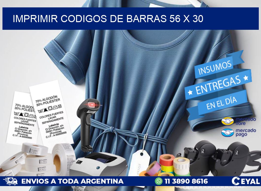 IMPRIMIR CODIGOS DE BARRAS 56 x 30