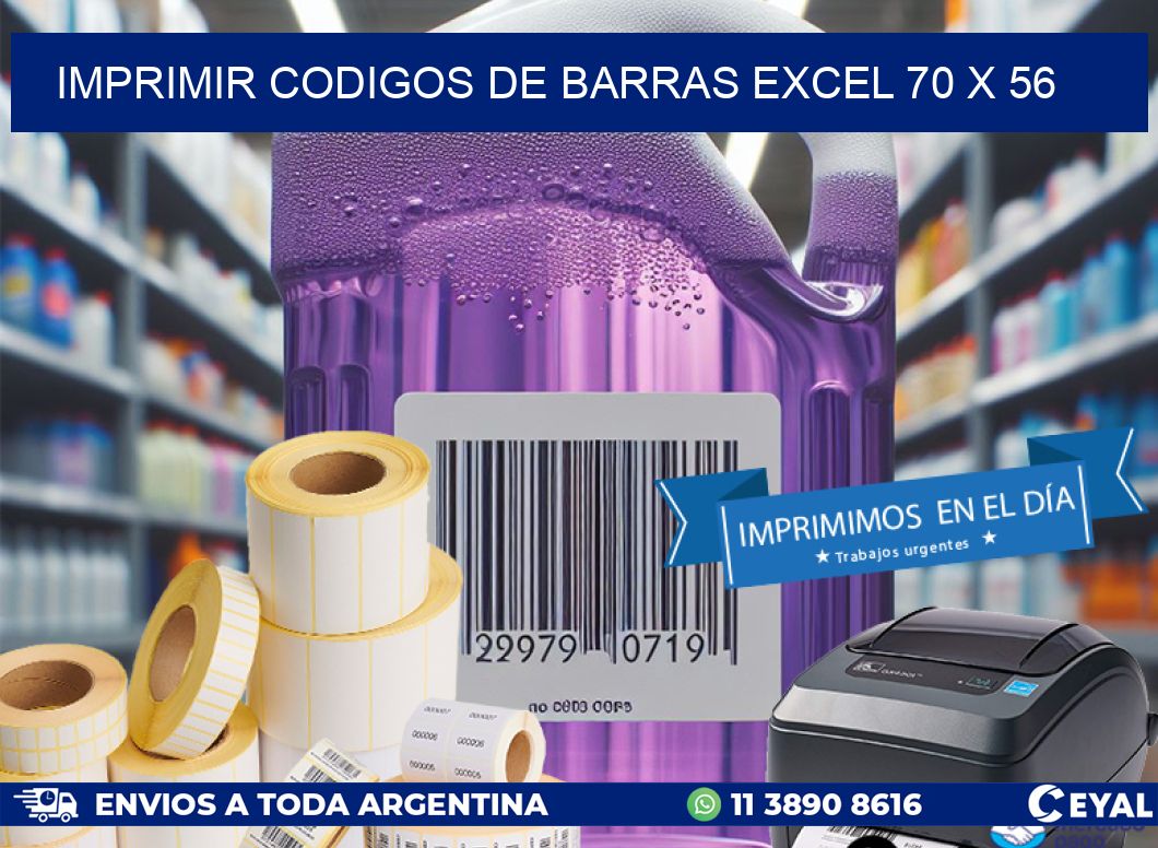 IMPRIMIR CODIGOS DE BARRAS EXCEL 70 x 56