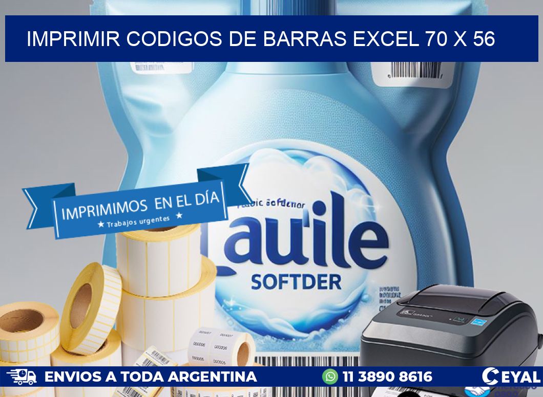 IMPRIMIR CODIGOS DE BARRAS EXCEL 70 x 56
