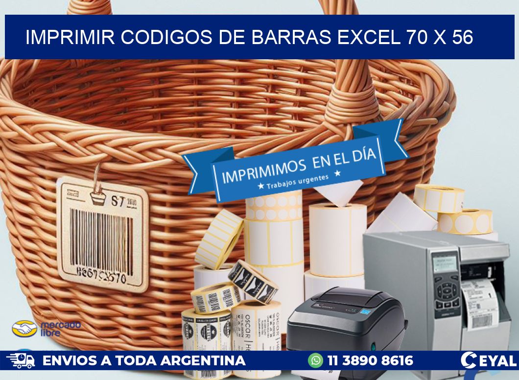 IMPRIMIR CODIGOS DE BARRAS EXCEL 70 x 56