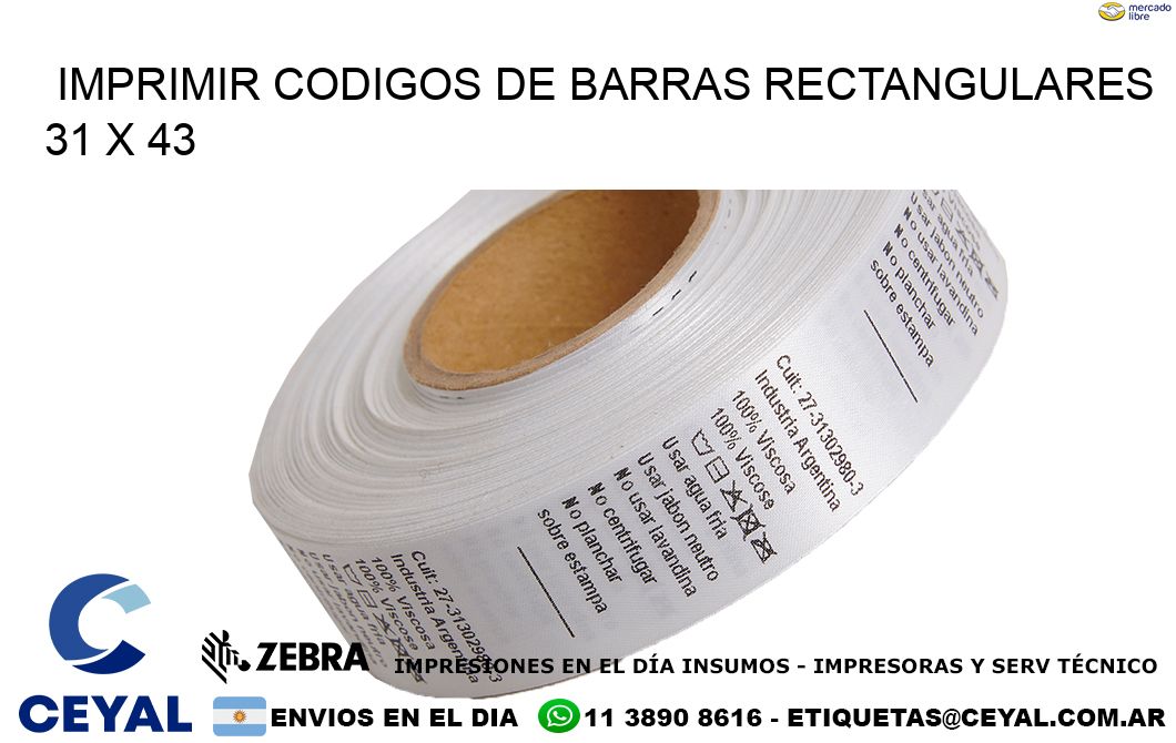 IMPRIMIR CODIGOS DE BARRAS RECTANGULARES 31 x 43