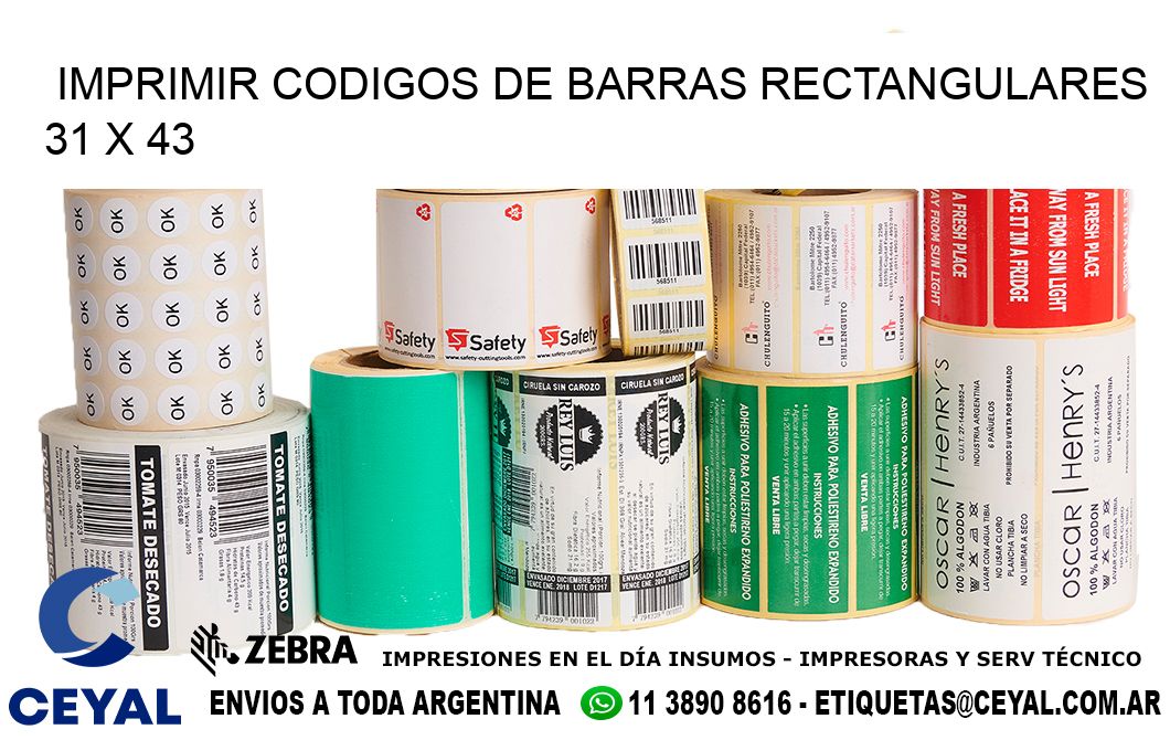 IMPRIMIR CODIGOS DE BARRAS RECTANGULARES 31 x 43
