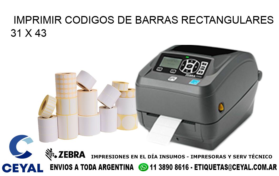 IMPRIMIR CODIGOS DE BARRAS RECTANGULARES 31 x 43