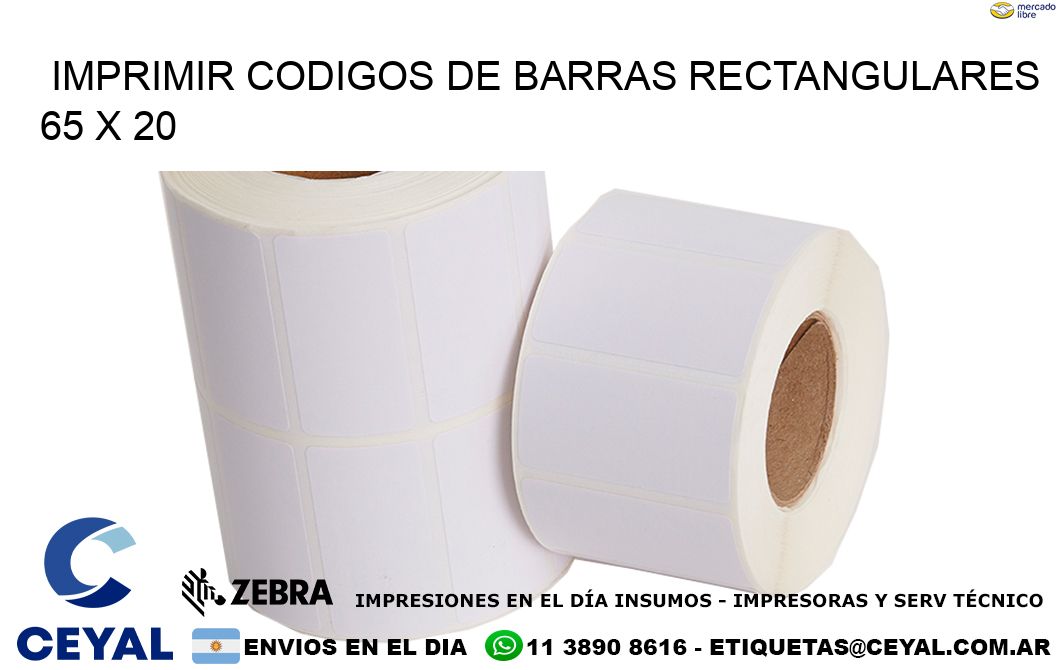 IMPRIMIR CODIGOS DE BARRAS RECTANGULARES 65 x 20