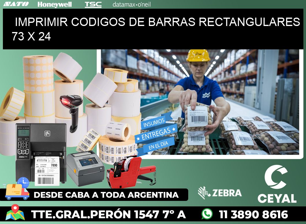 IMPRIMIR CODIGOS DE BARRAS RECTANGULARES 73 x 24