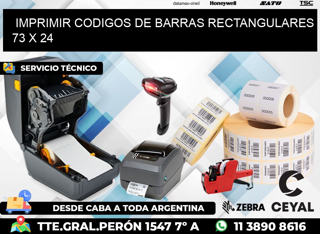 IMPRIMIR CODIGOS DE BARRAS RECTANGULARES 73 x 24
