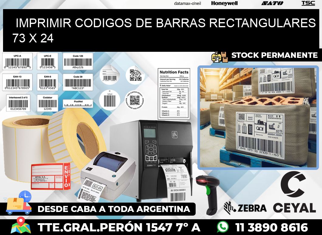 IMPRIMIR CODIGOS DE BARRAS RECTANGULARES 73 x 24