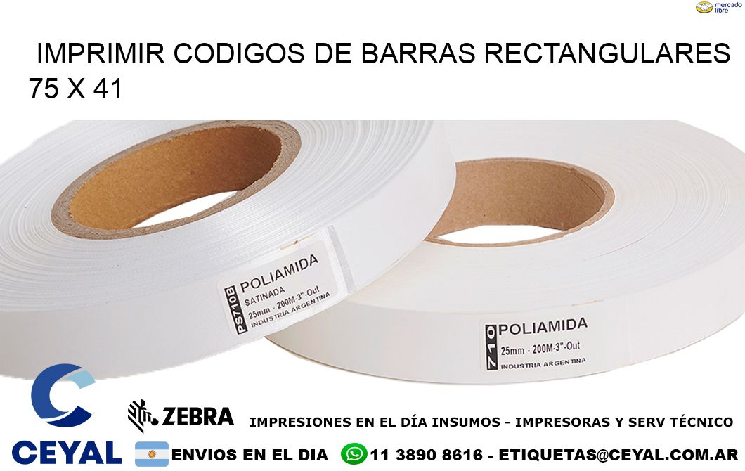 IMPRIMIR CODIGOS DE BARRAS RECTANGULARES 75 x 41