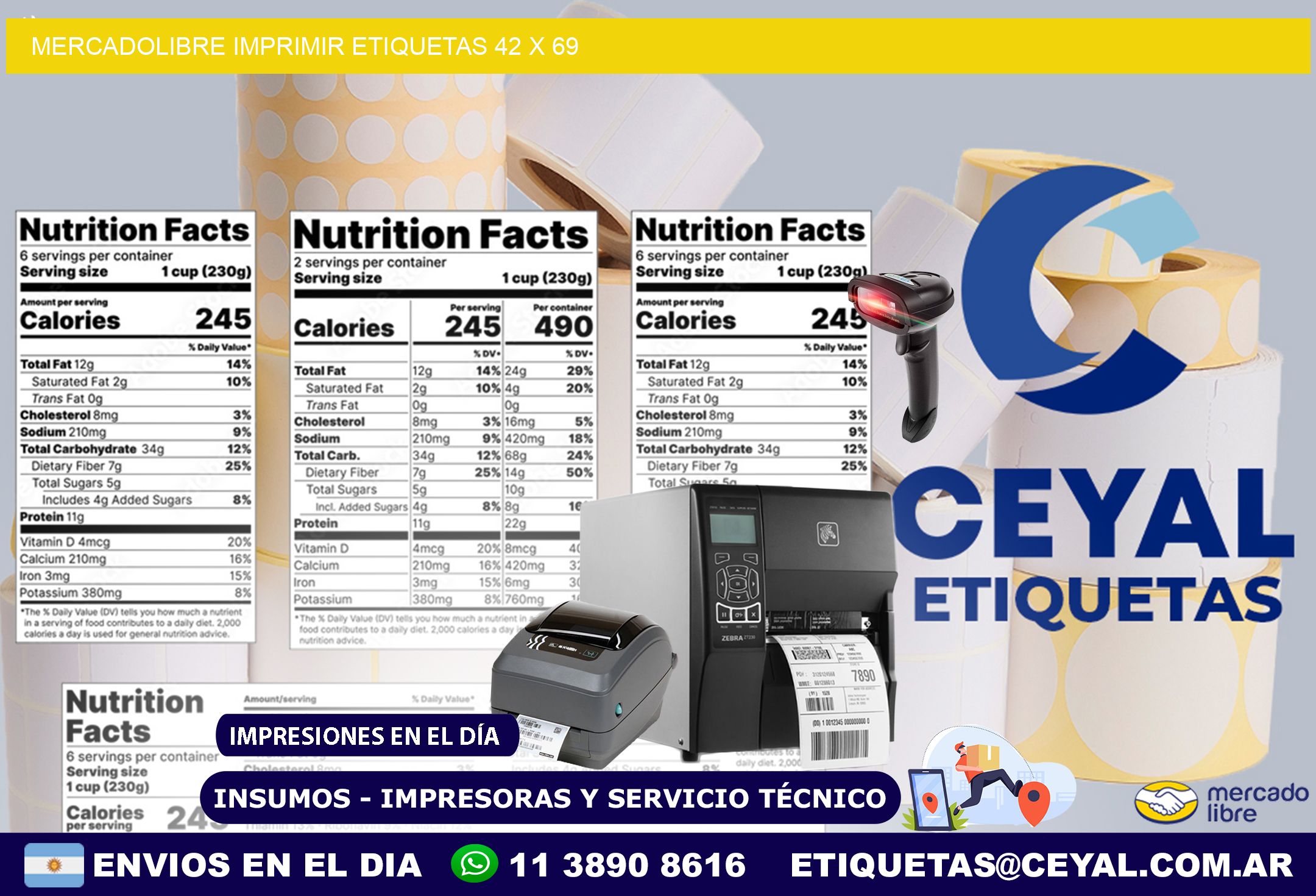 MERCADOLIBRE IMPRIMIR ETIQUETAS 42 x 69