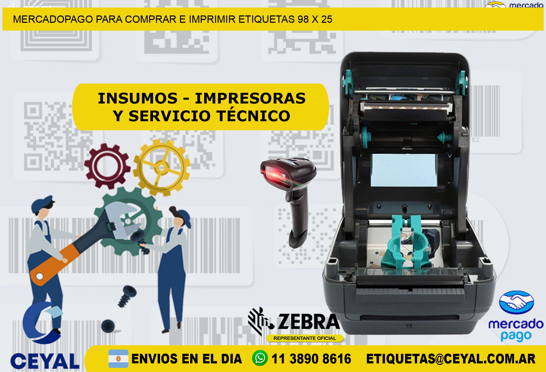 MERCADOPAGO PARA COMPRAR E IMPRIMIR ETIQUETAS 98 x 25