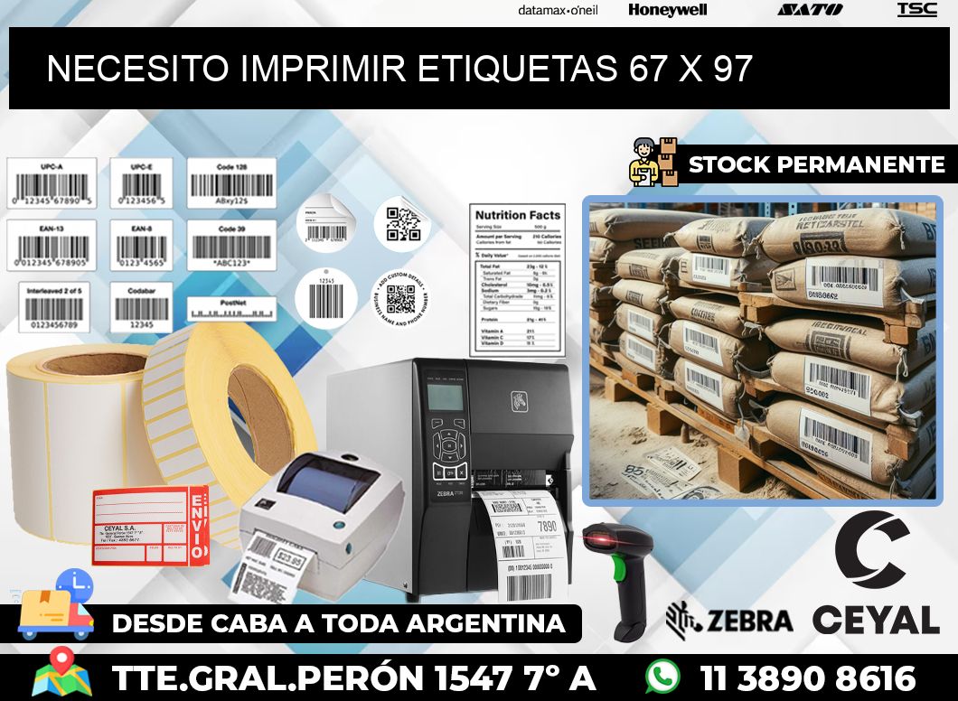 NECESITO IMPRIMIR ETIQUETAS 67 x 97
