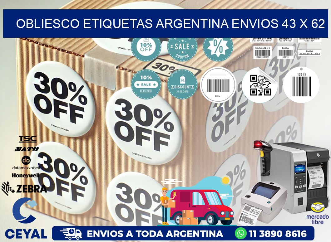 OBLIESCO ETIQUETAS ARGENTINA ENVIOS 43 x 62