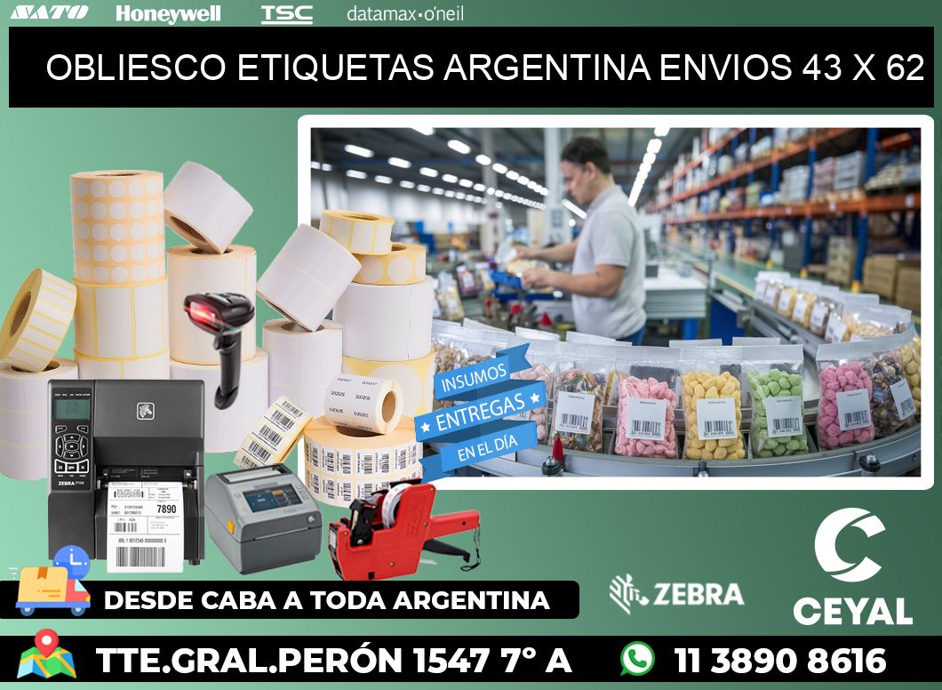 OBLIESCO ETIQUETAS ARGENTINA ENVIOS 43 x 62