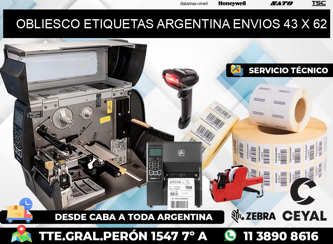 OBLIESCO ETIQUETAS ARGENTINA ENVIOS 43 x 62