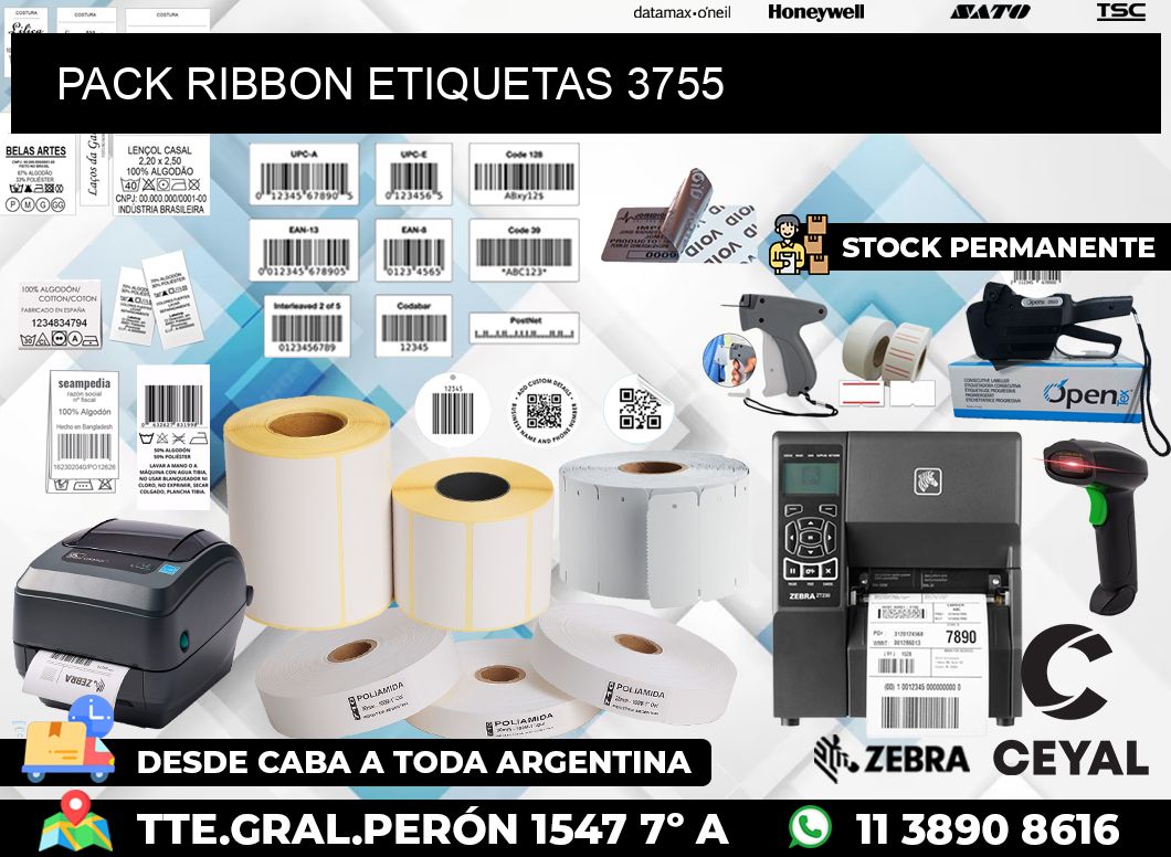 PACK RIBBON ETIQUETAS 3755