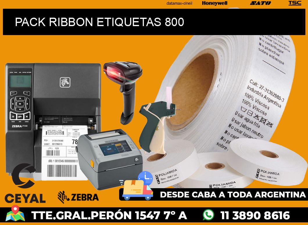PACK RIBBON ETIQUETAS 800