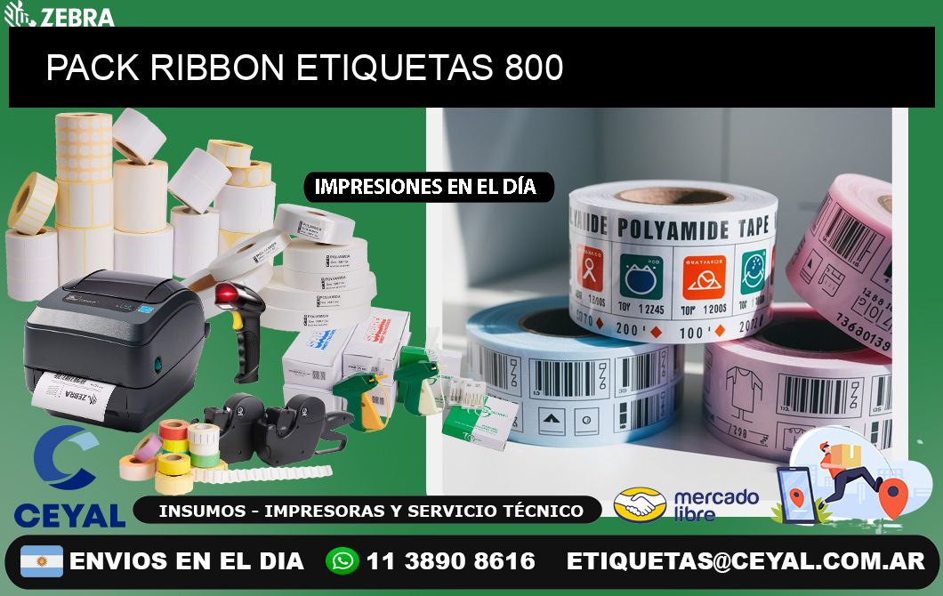 PACK RIBBON ETIQUETAS 800