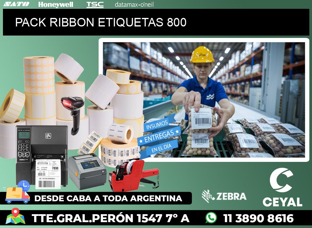 PACK RIBBON ETIQUETAS 800