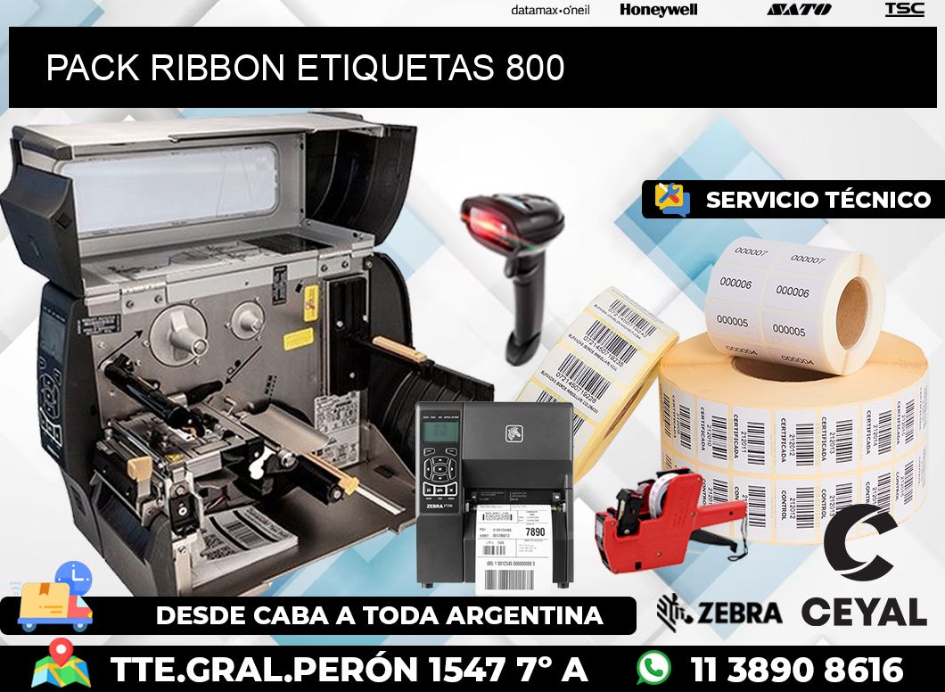 PACK RIBBON ETIQUETAS 800