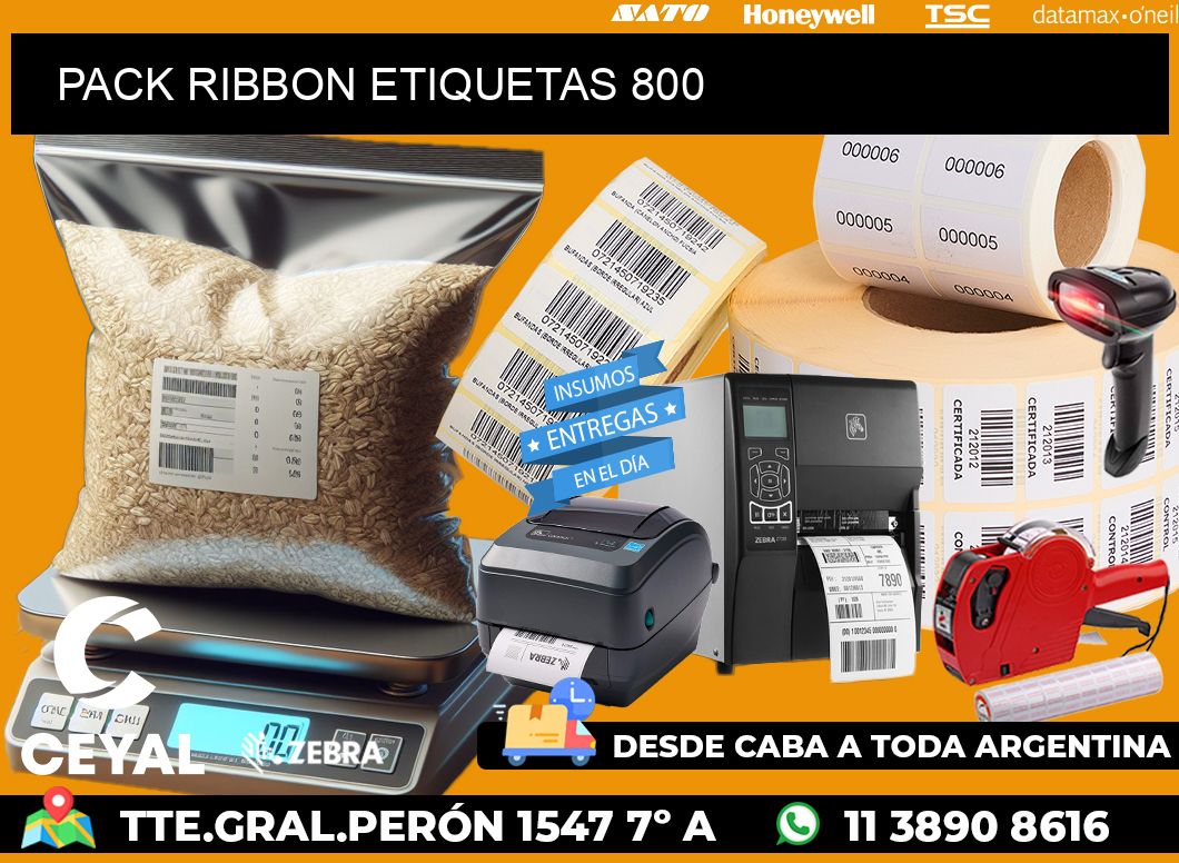 PACK RIBBON ETIQUETAS 800