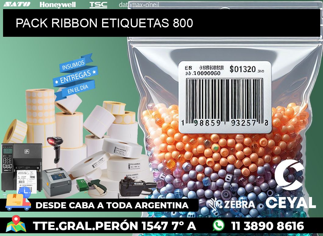 PACK RIBBON ETIQUETAS 800