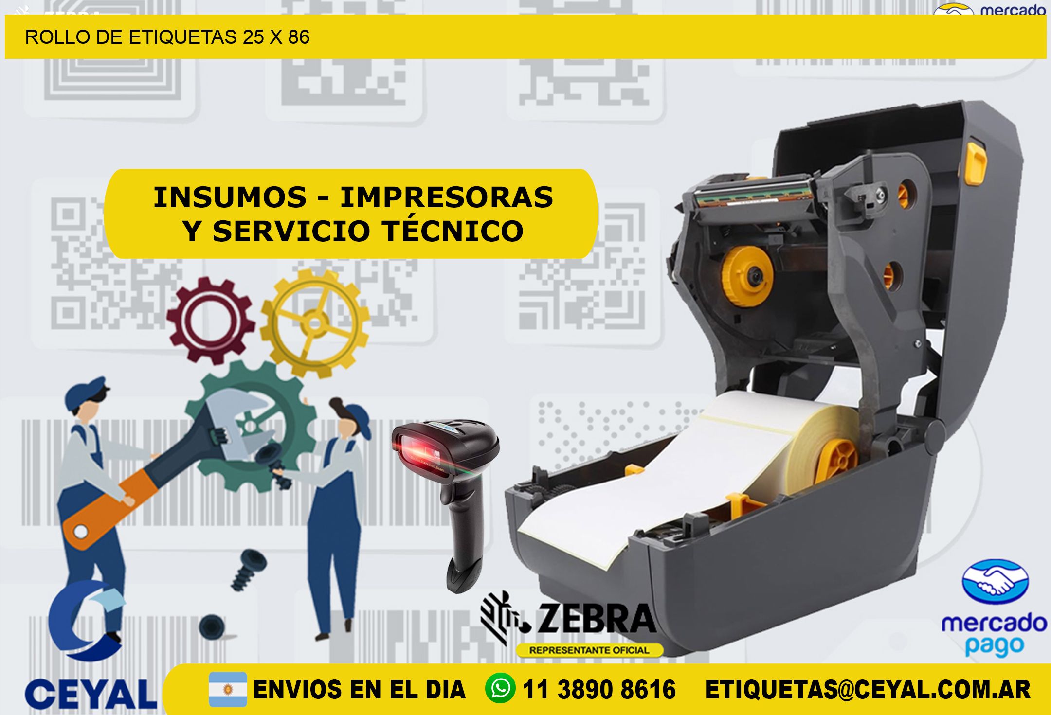 ROLLO DE ETIQUETAS 25 x 86