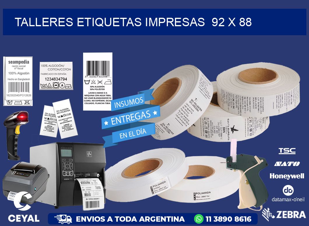 TALLERES ETIQUETAS IMPRESAS  92 x 88