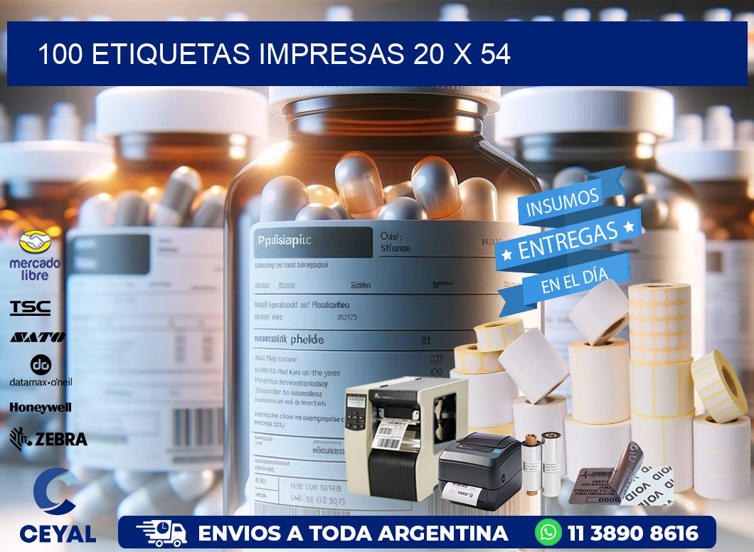 100 ETIQUETAS IMPRESAS 20 x 54