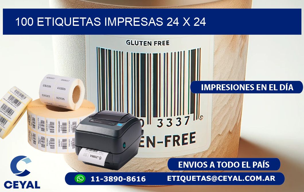 100 ETIQUETAS IMPRESAS 24 x 24