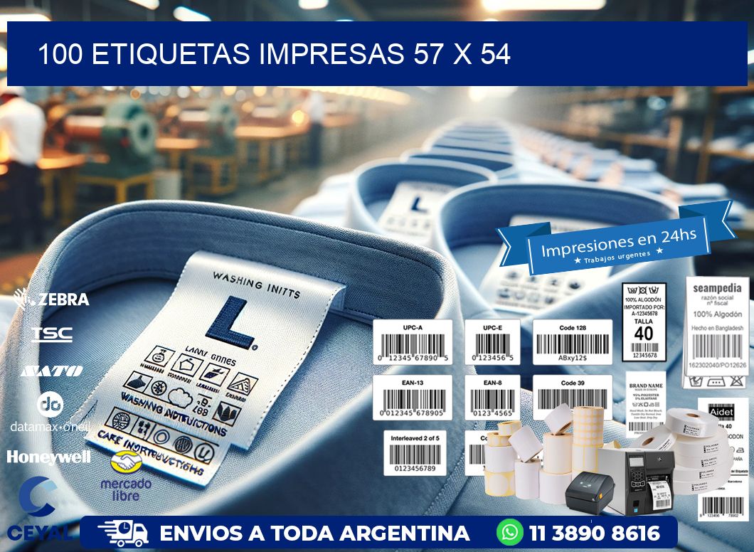 100 ETIQUETAS IMPRESAS 57 x 54