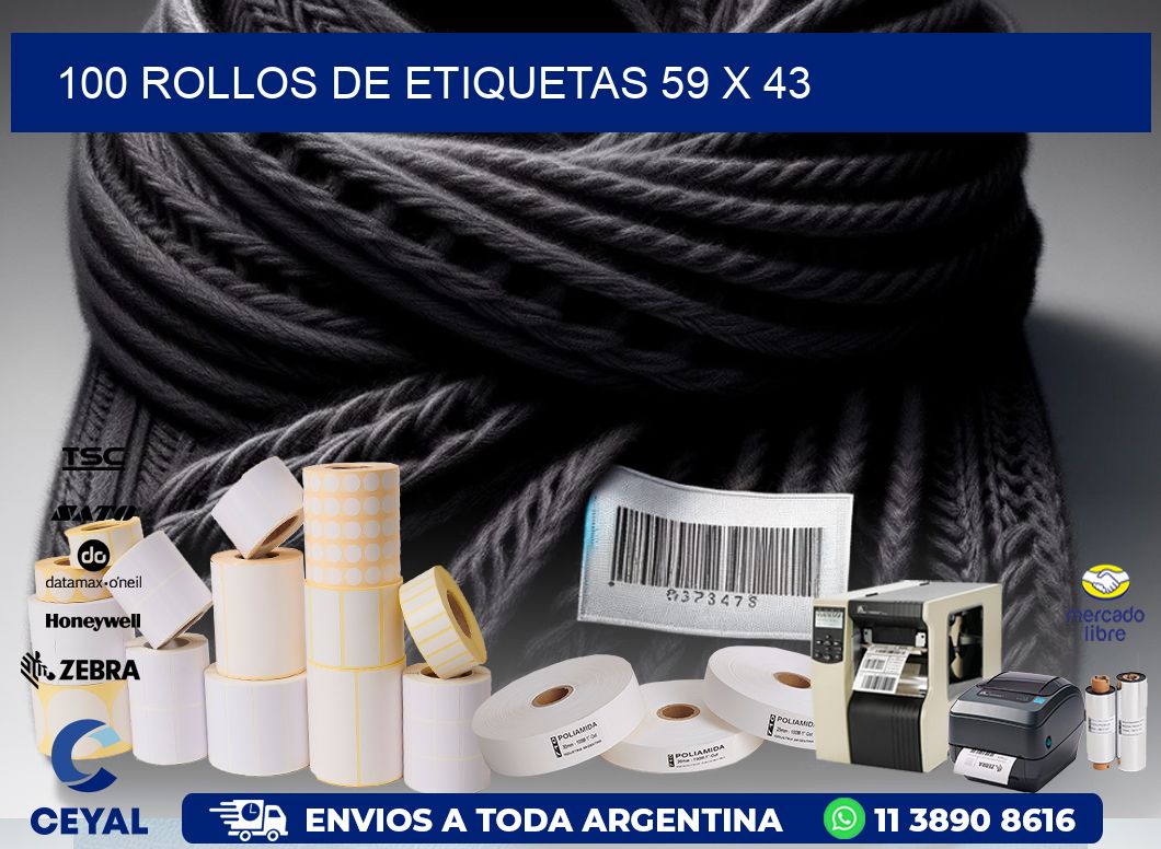 100 ROLLOS DE ETIQUETAS 59 x 43