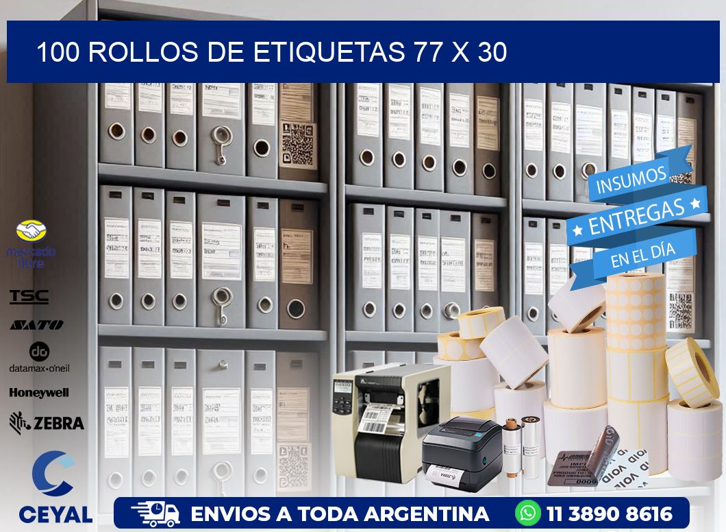 100 ROLLOS DE ETIQUETAS 77 x 30