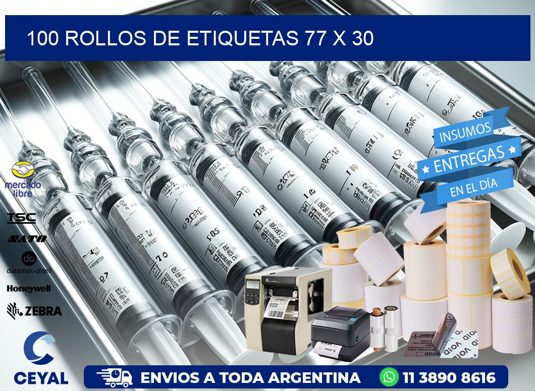 100 ROLLOS DE ETIQUETAS 77 x 30