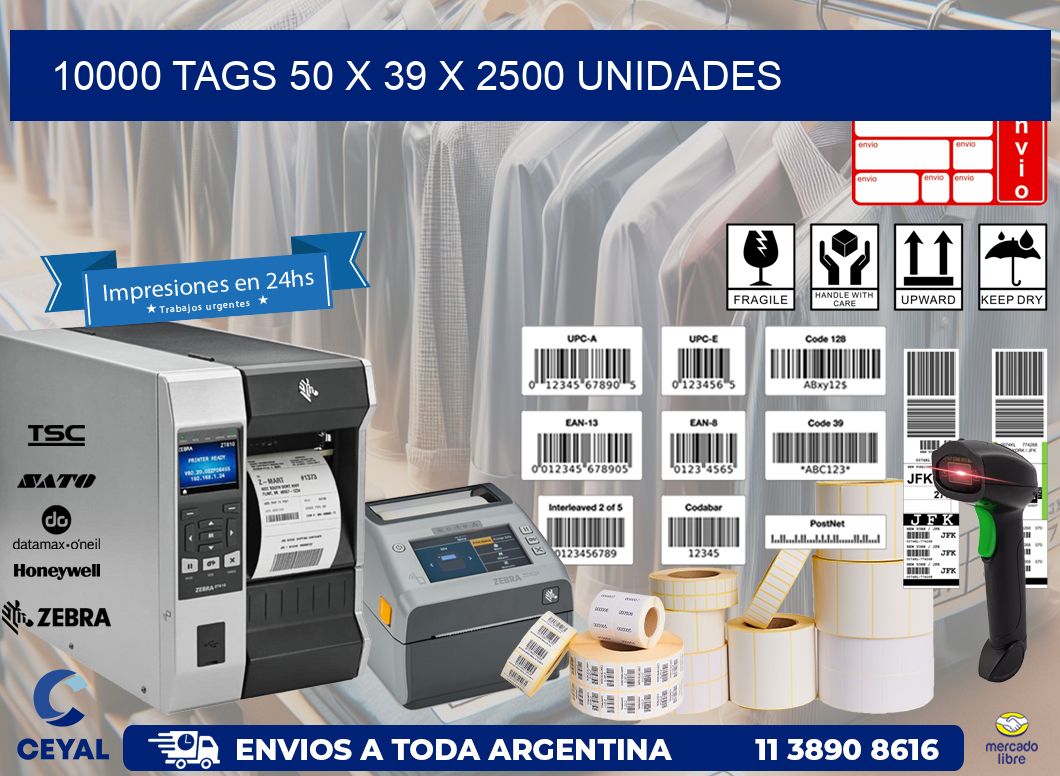 10000 TAGS 50 x 39 X 2500 UNIDADES