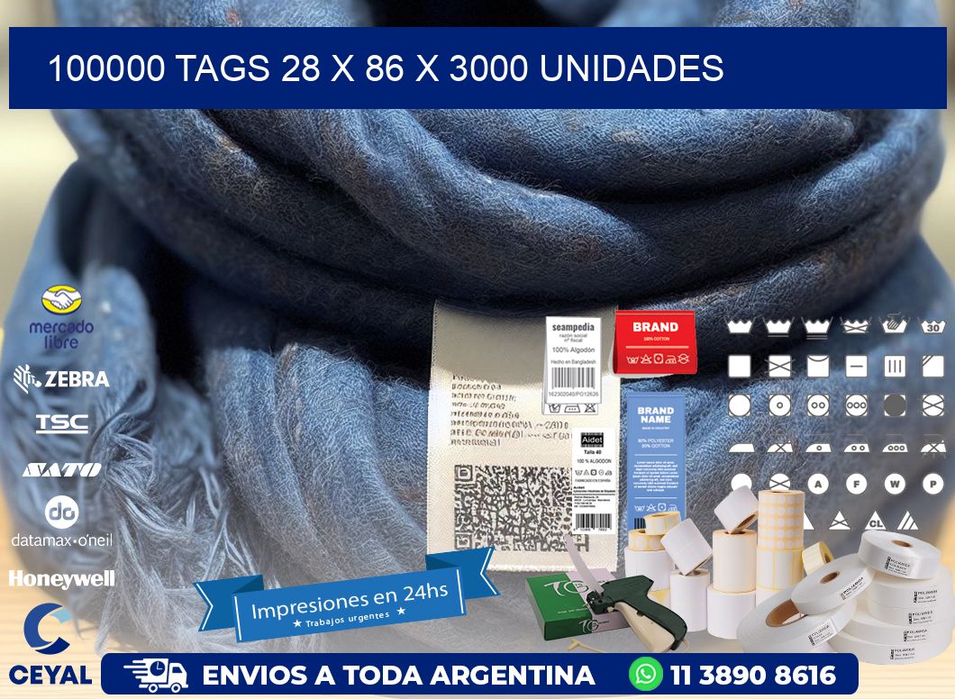 100000 TAGS 28 x 86 X 3000 UNIDADES