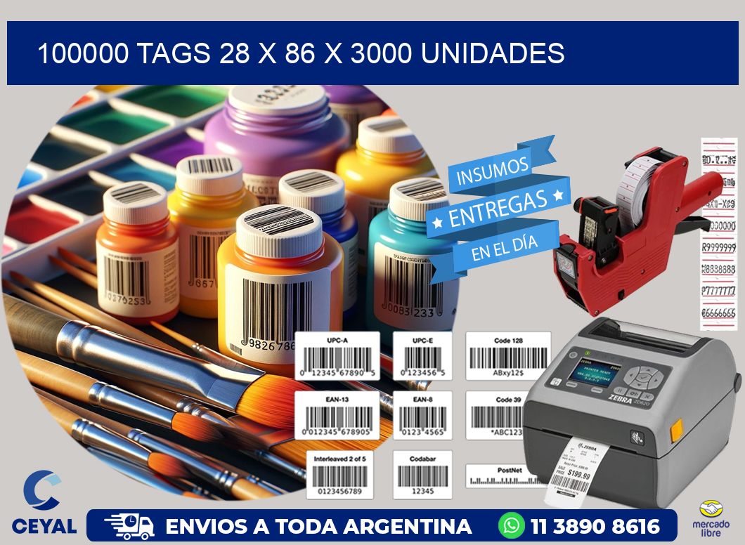 100000 TAGS 28 x 86 X 3000 UNIDADES