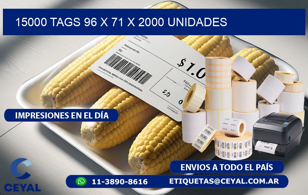 15000 TAGS 96 x 71 X 2000 UNIDADES