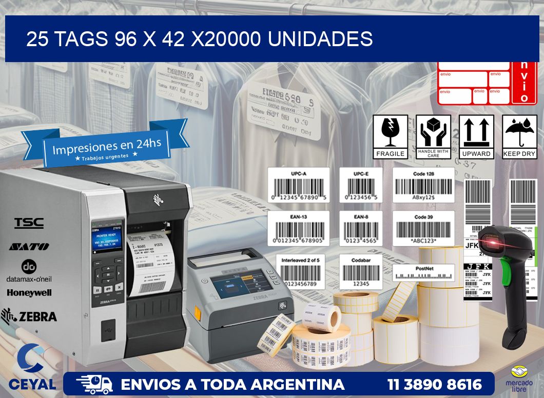 25 TAGS 96 x 42 X20000 UNIDADES