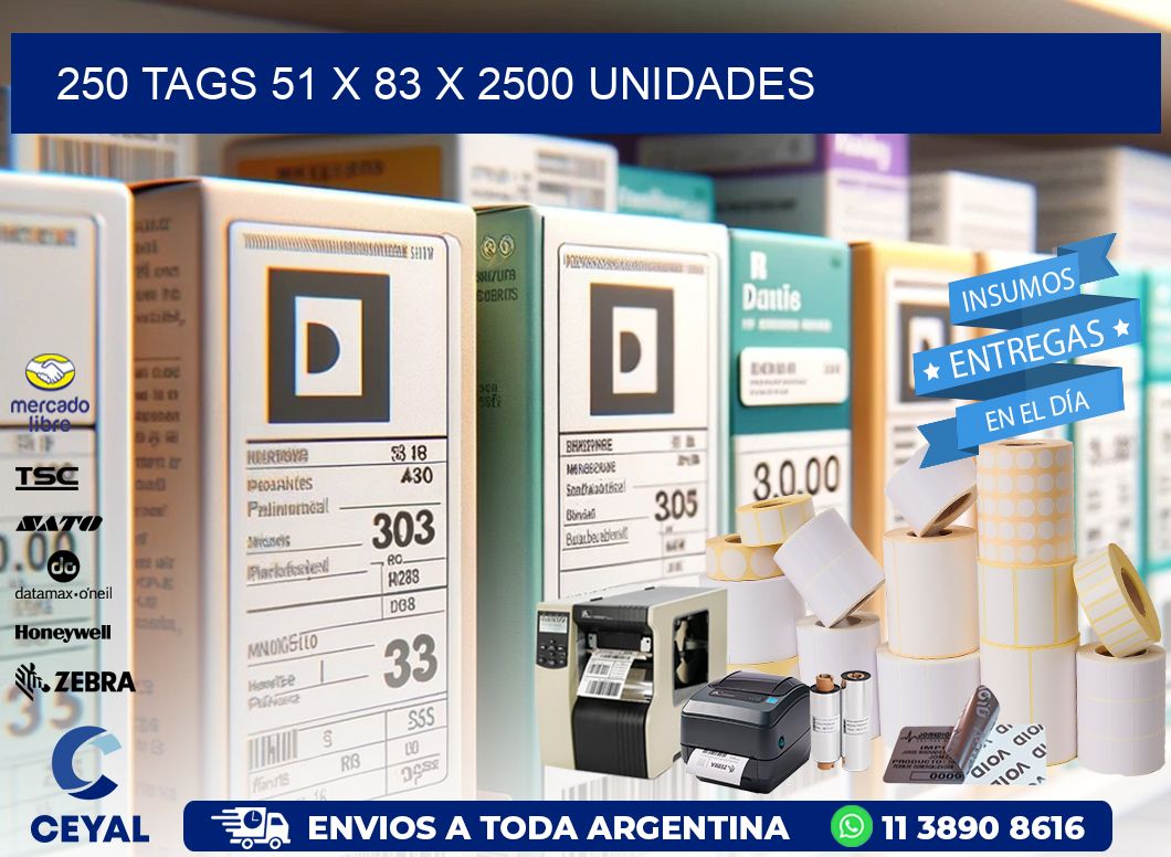 250 TAGS 51 x 83 X 2500 UNIDADES