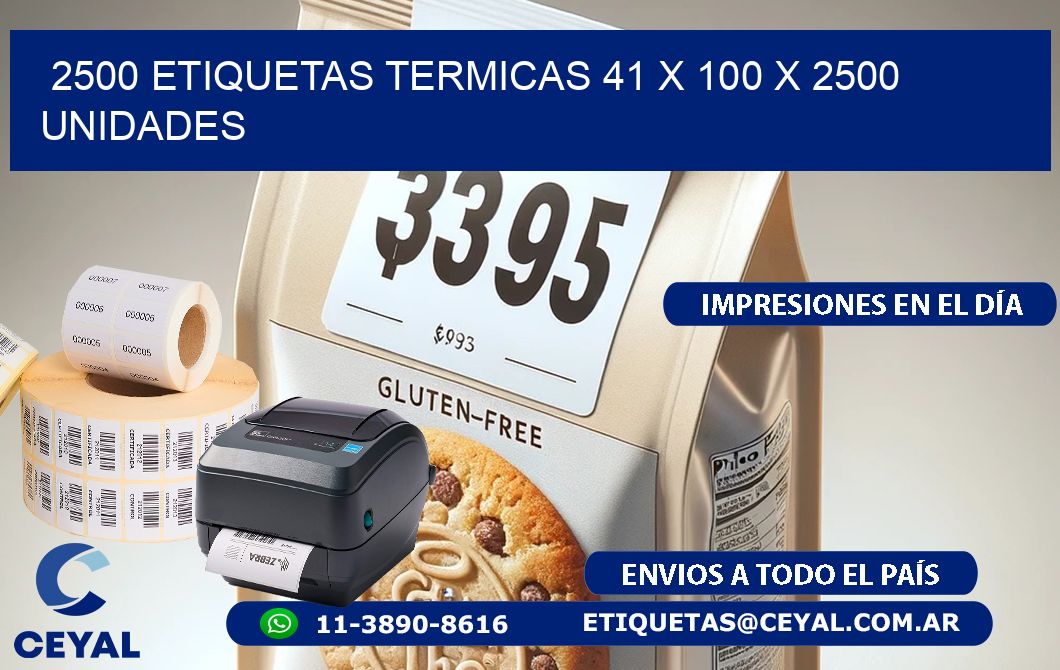 2500 ETIQUETAS TERMICAS 41 x 100 X 2500 UNIDADES