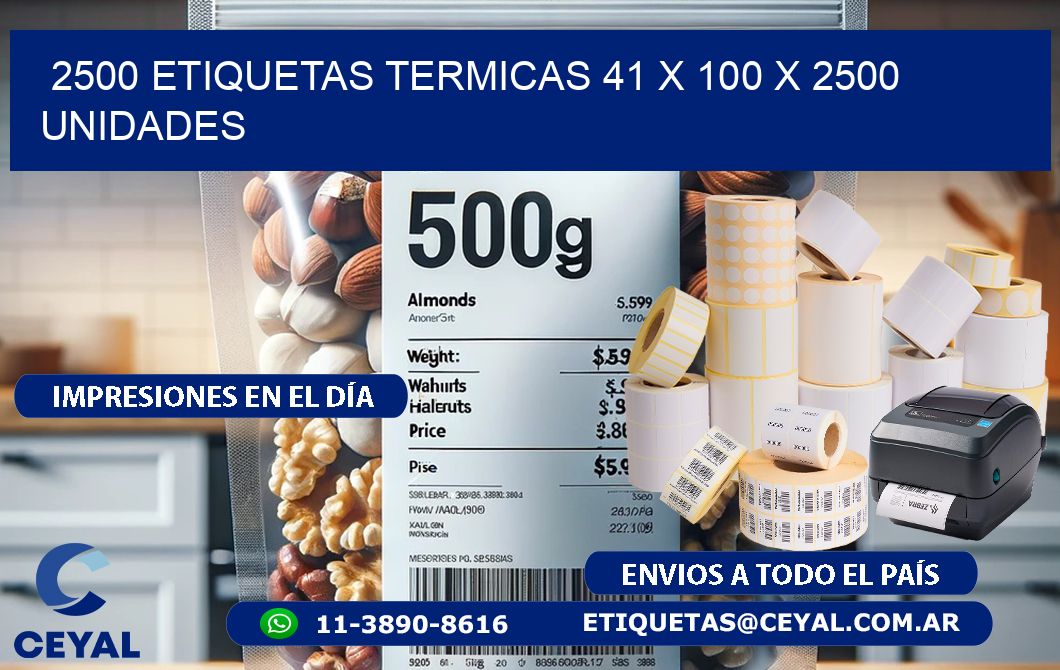 2500 ETIQUETAS TERMICAS 41 x 100 X 2500 UNIDADES